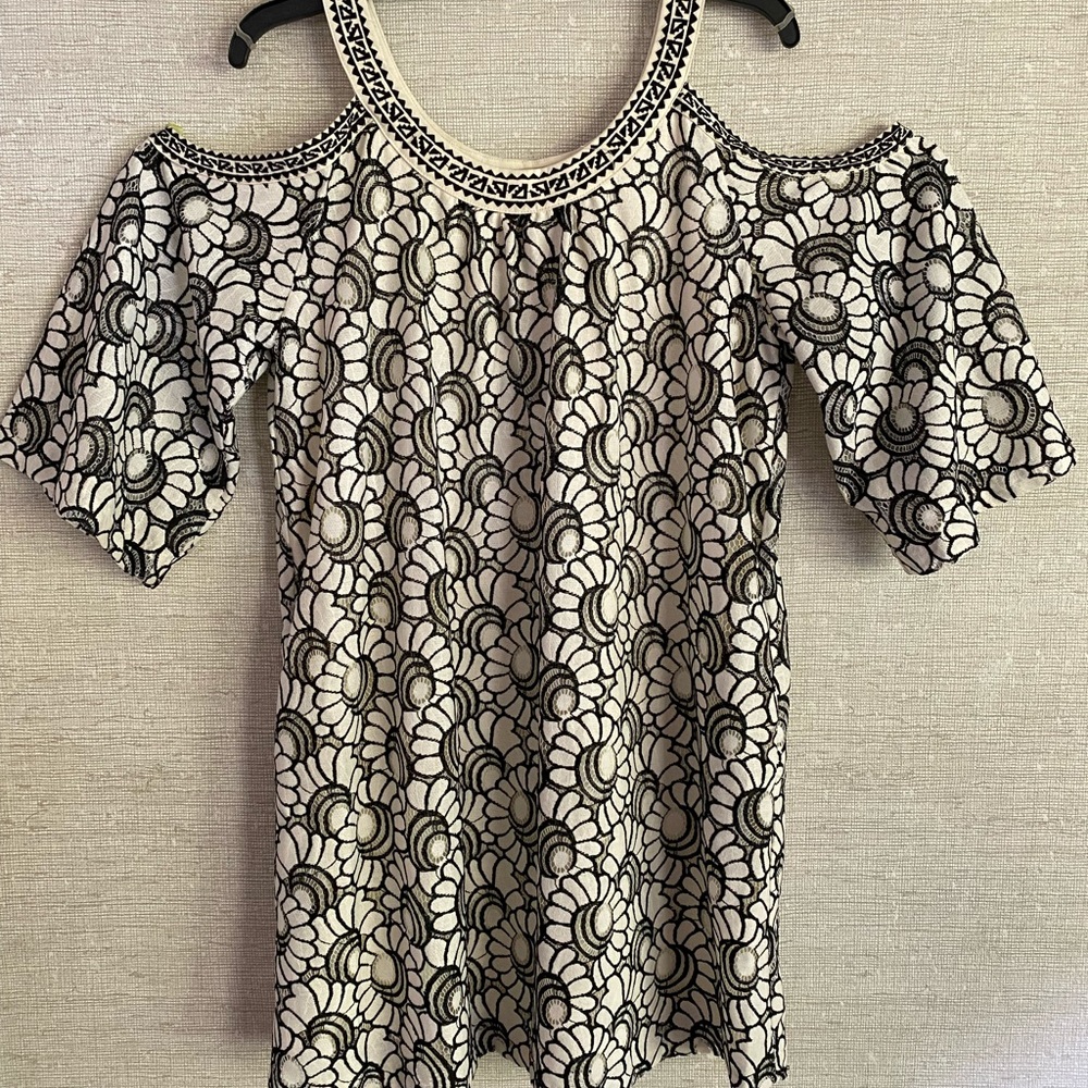 Champagne & Strawberry off the shoulder dress.